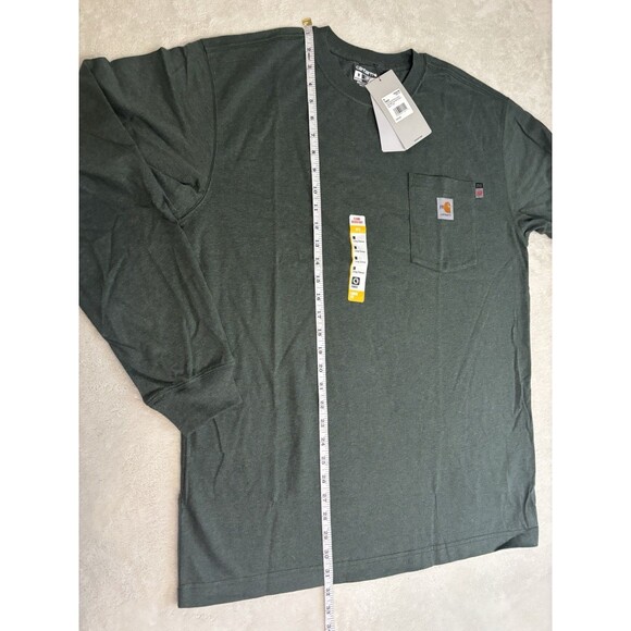 Carhartt Mens Green Flame Resistant Force Cotton Long Sleeve Shirt Medium CAT 2 - Picture 5 of 10